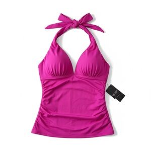 Lauren Ralph Lauren Beach Club Molded Cup Halter Tankini Top Size 4 Plumeria NWT
